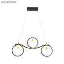 GobekUsa Contemporary Black Metal LED Pendant Light with Symmetrical Rings - Island Ceiling Lighting