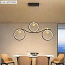 GobekUsa Contemporary Black Metal LED Pendant Light with Symmetrical Rings - Island Ceiling Lighting