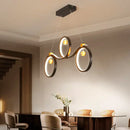 GobekUsa Contemporary Black Metal LED Pendant Light with Symmetrical Rings - Island Ceiling Lighting