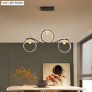 GobekUsa Contemporary Black Metal LED Pendant Light with Symmetrical Rings - Island Ceiling Lighting