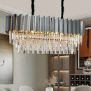 GobekUsa Contemporary Black Prismatic Crystal Oval Island Pendant Light Fixture for Dining Room