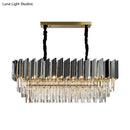GobekUsa Contemporary Black Prismatic Crystal Oval Island Pendant Light Fixture for Dining Room