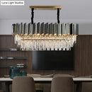 GobekUsa Contemporary Black Prismatic Crystal Oval Island Pendant Light Fixture for Dining Room