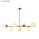 GobekUsa Contemporary Brass Pendant Lamp with 7-Light White Glass, Ideal for Living Room Illumination