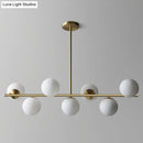 GobekUsa Contemporary Brass Pendant Lamp with 7-Light White Glass, Ideal for Living Room Illumination