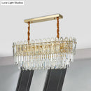 GobekUsa Contemporary Clear Crystal 10-Head Island Kitchen Hanging Light - Gold Layered Design