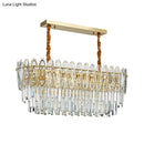 GobekUsa Contemporary Clear Crystal 10-Head Island Kitchen Hanging Light - Gold Layered Design