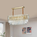 GobekUsa Contemporary Clear Crystal 10-Head Island Kitchen Hanging Light - Gold Layered Design