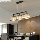 GobekUsa Contemporary Crystal Black Chandelier Island Light Fixture - Cubic Dining Hall Lamp, 3 Bulbs