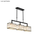 GobekUsa Contemporary Crystal Black Chandelier Island Light Fixture - Cubic Dining Hall Lamp, 3 Bulbs