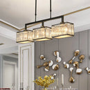 GobekUsa Contemporary Crystal Black Chandelier Island Light Fixture - Cubic Dining Hall Lamp, 3 Bulbs