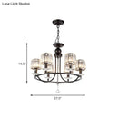GobekUsa Contemporary Crystal Chandelier - 4/6/8 Lights Circle Hanging Light in Black for Bedroom