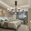 GobekUsa Contemporary Crystal Chandelier - 4/6/8 Lights Circle Hanging Light in Black for Bedroom