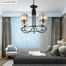 GobekUsa Contemporary Crystal Chandelier - 4/6/8 Lights Circle Hanging Light in Black for Bedroom