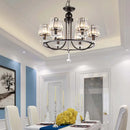 GobekUsa Contemporary Crystal Chandelier - 4/6/8 Lights Circle Hanging Light in Black for Bedroom