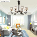 GobekUsa Contemporary Crystal Chandelier - 4/6/8 Lights Circle Hanging Light in Black for Bedroom