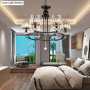 GobekUsa Contemporary Crystal Chandelier - 4/6/8 Lights Circle Hanging Light in Black for Bedroom