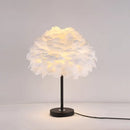 GobekUsa Contemporary Feather Flower Table Lamp - Single-Bulb Night Light for Bedroom
