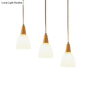 GobekUsa Contemporary Frosted Glass Dome Pendant: 3-Light Beige Suspension Lamp with Wood Top