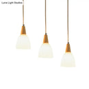 GobekUsa Contemporary Frosted Glass Dome Pendant: 3-Light Beige Suspension Lamp with Wood Top