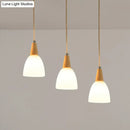 GobekUsa Contemporary Frosted Glass Dome Pendant: 3-Light Beige Suspension Lamp with Wood Top