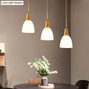 GobekUsa Contemporary Frosted Glass Dome Pendant: 3-Light Beige Suspension Lamp with Wood Top