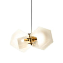 GobekUsa Contemporary Frosted Glass Honeycomb Island Lamp with Brass Ceiling Hang - Modern 2/4/8-Light for Living Room