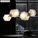 GobekUsa Contemporary Frosted Glass Honeycomb Island Lamp with Brass Ceiling Hang - Modern 2/4/8-Light for Living Room