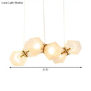 GobekUsa Contemporary Frosted Glass Honeycomb Island Lamp with Brass Ceiling Hang - Modern 2/4/8-Light for Living Room
