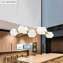 GobekUsa Contemporary Frosted Glass Honeycomb Island Lamp with Brass Ceiling Hang - Modern 2/4/8-Light for Living Room