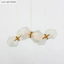 GobekUsa Contemporary Frosted Glass Honeycomb Island Lamp with Brass Ceiling Hang - Modern 2/4/8-Light for Living Room