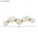 GobekUsa Contemporary Frosted Glass Honeycomb Island Lamp with Brass Ceiling Hang - Modern 2/4/8-Light for Living Room