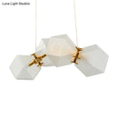 GobekUsa Contemporary Frosted Glass Honeycomb Island Lamp with Brass Ceiling Hang - Modern 2/4/8-Light for Living Room
