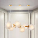 GobekUsa Contemporary Frosted Glass Honeycomb Island Lamp with Brass Ceiling Hang - Modern 2/4/8-Light for Living Room