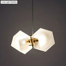 GobekUsa Contemporary Frosted Glass Honeycomb Island Lamp with Brass Ceiling Hang - Modern 2/4/8-Light for Living Room