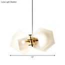 GobekUsa Contemporary Frosted Glass Honeycomb Island Lamp with Brass Ceiling Hang - Modern 2/4/8-Light for Living Room