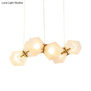 GobekUsa Contemporary Frosted Glass Honeycomb Island Lamp with Brass Ceiling Hang - Modern 2/4/8-Light for Living Room
