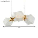 GobekUsa Contemporary Frosted Glass Honeycomb Island Lamp with Brass Ceiling Hang - Modern 2/4/8-Light for Living Room