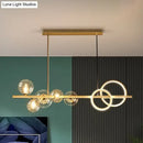 GobekUsa Contemporary Glass Island Lamp: 7-Head Hanging Light for Dining Room