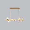 GobekUsa Contemporary Glass Island Lamp: 7-Head Hanging Light for Dining Room