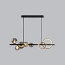 GobekUsa Contemporary Glass Island Lamp: 7-Head Hanging Light for Dining Room