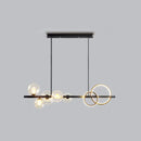 GobekUsa Contemporary Glass Island Lamp: 7-Head Hanging Light for Dining Room