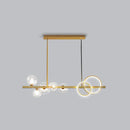 GobekUsa Contemporary Glass Island Lamp: 7-Head Hanging Light for Dining Room