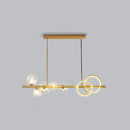 GobekUsa Contemporary Glass Island Lamp: 7-Head Hanging Light for Dining Room