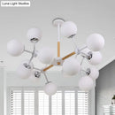 GobekUsa Contemporary Globe Chandelier - White Glass, 9/12/16 Head Dining Room Hanging Light Kit