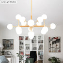 GobekUsa Contemporary Globe Chandelier - White Glass, 9/12/16 Head Dining Room Hanging Light Kit