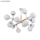 GobekUsa Contemporary Globe Chandelier - White Glass, 9/12/16 Head Dining Room Hanging Light Kit