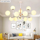 GobekUsa Contemporary Globe Chandelier - White Glass, 9/12/16 Head Dining Room Hanging Light Kit