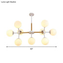 GobekUsa Contemporary Globe Chandelier - White Glass, 9/12/16 Head Dining Room Hanging Light Kit