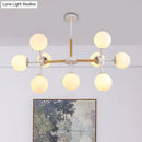 GobekUsa Contemporary Globe Chandelier - White Glass, 9/12/16 Head Dining Room Hanging Light Kit